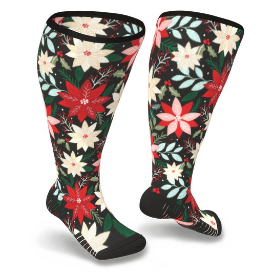 Poinsettia Diabetic Compression Socks