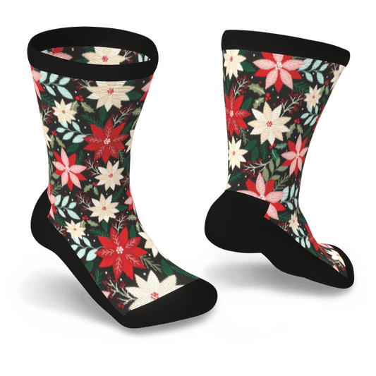 Poinsettia Non-Binding Diabetic Socks