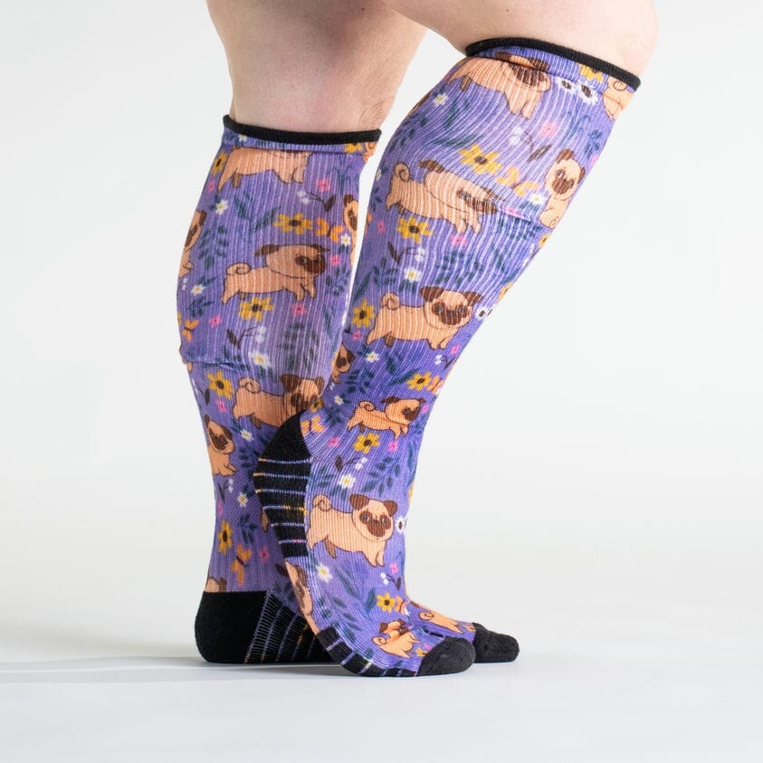 Knee-high pug compression socks