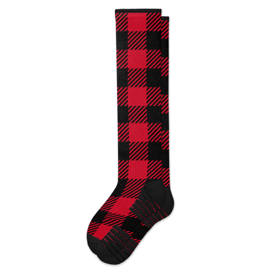 Red Plaid Compression Socks