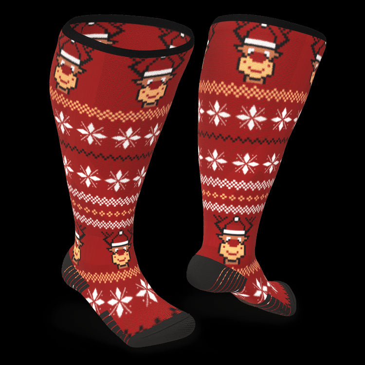 Red Rudolph Diabetic Compression Socks