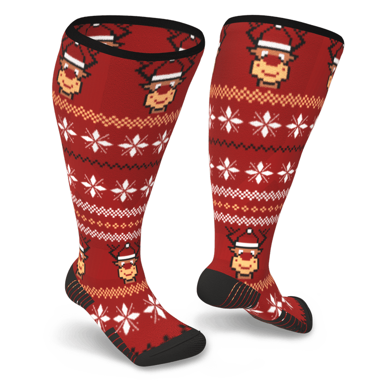 Red Rudolph Diabetic Compression Socks