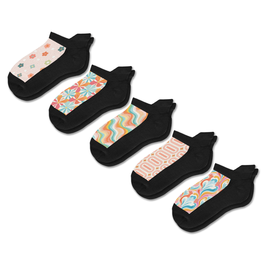 Viasox Retro Pastel Ankle Socks 5-Pack Bundle front view