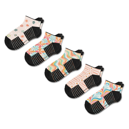 Retro Pastel Ankle Compression Socks 5-Pack Bundle