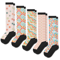 Viasox Retro Pastel EasyStretch Socks 5-Pack Bundle front view