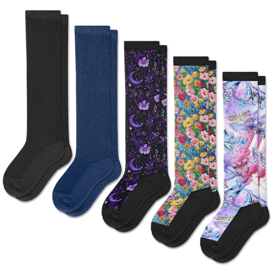 Garden Glow Comfort EasyStretch™ Socks Bundle 5-Pack