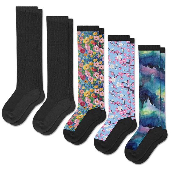 Viasox Twilight Bloom Comfort EasyStretch™ Socks Bundle 5-Pack front view