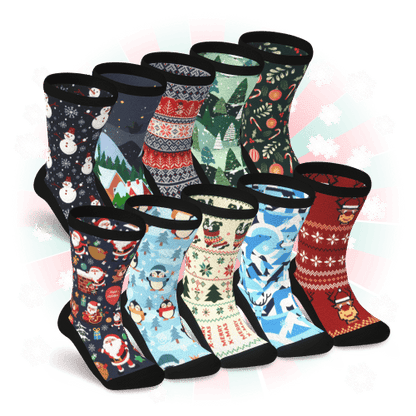 Santa's Stocking Non-Binding Diabetic Socks Bundle 10-Pack