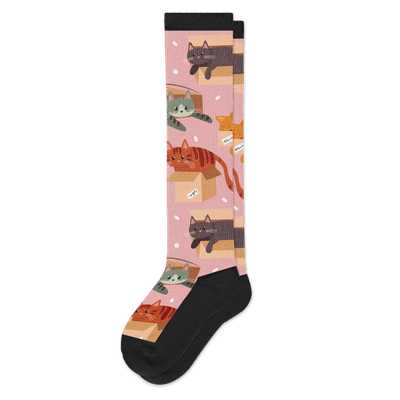 Viasox Cats in Boxes EasyStretch™ Socks Flat View