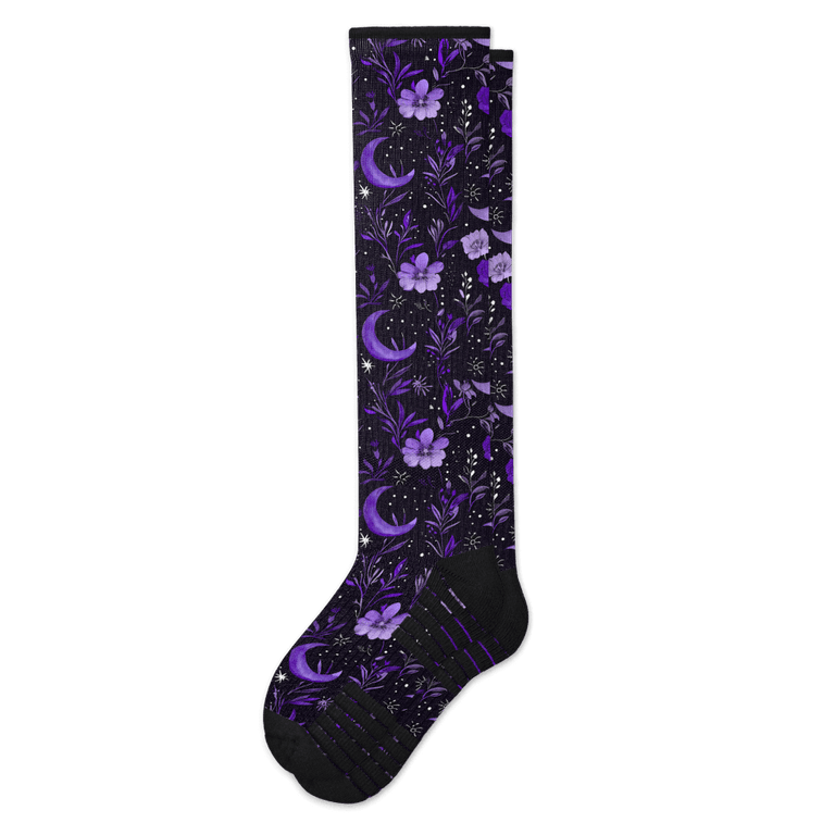 Viasox Purple Moon Compression Socks Flat View