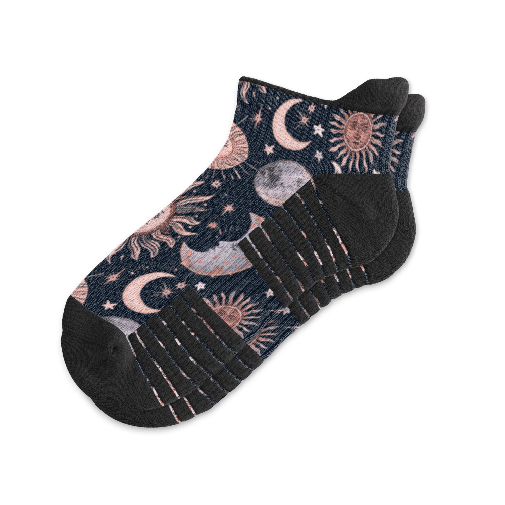 Celestial Moon Ankle Compression Socks From Viasox Flat View