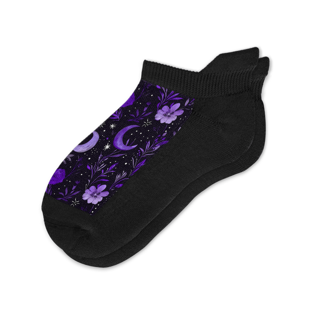 Viasox Purple Moon Ankle Socks Flat View