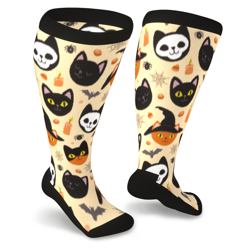 Spooky Cats Non-Binding Diabetic Socks