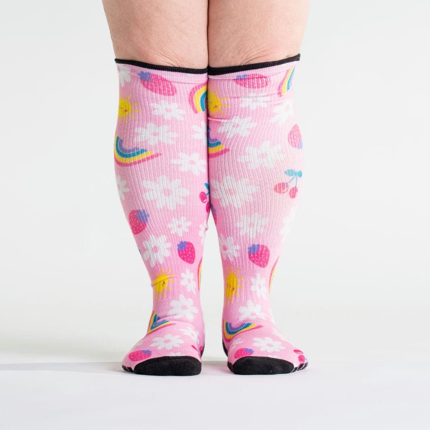 Knee-high rainbow compression socks