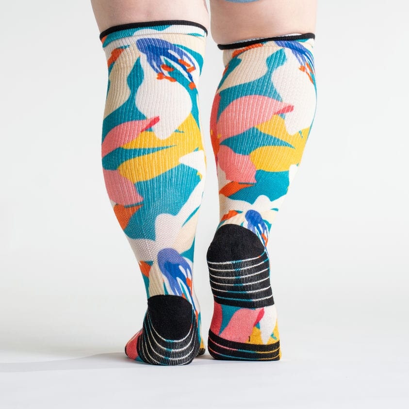 Knee-high flower compression socks