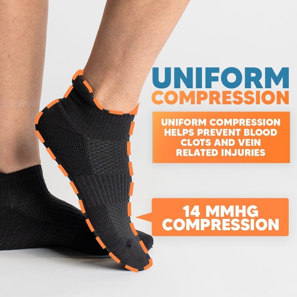 Ankle compression socks with 14 mmHg uniform compression