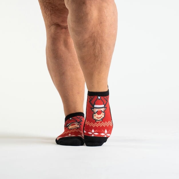 Red Rudolph Diabetic Ankle Socks