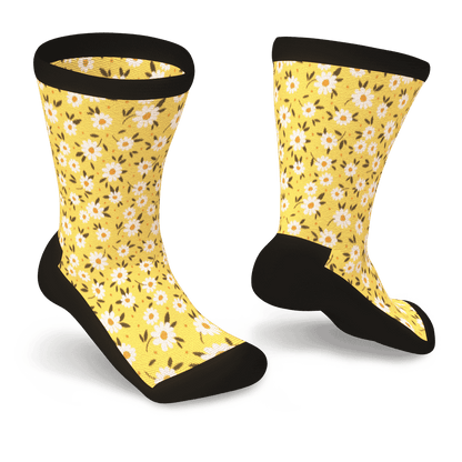 Yellow flower socks for diabetics