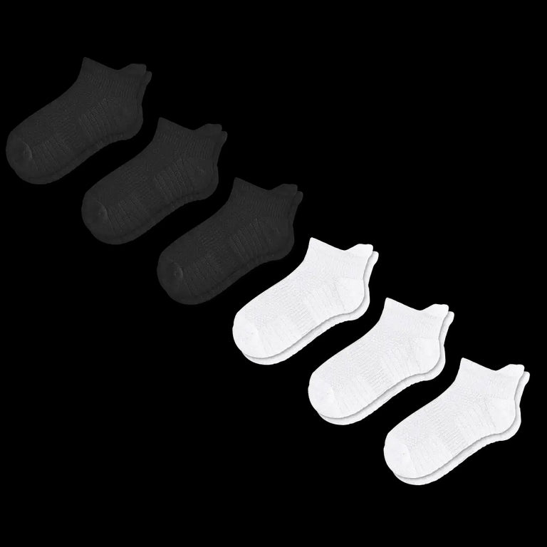 6-pack black and white ankle compression socks