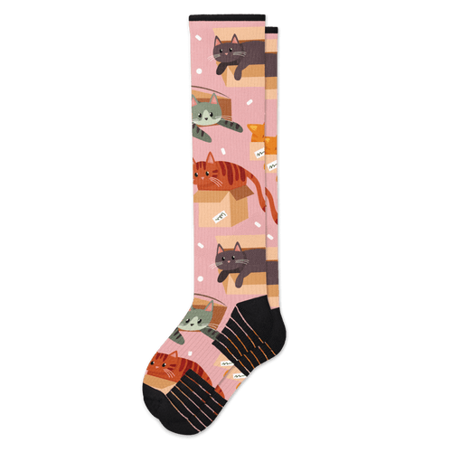 Viasox Cats in Boxes Compression Socks front view