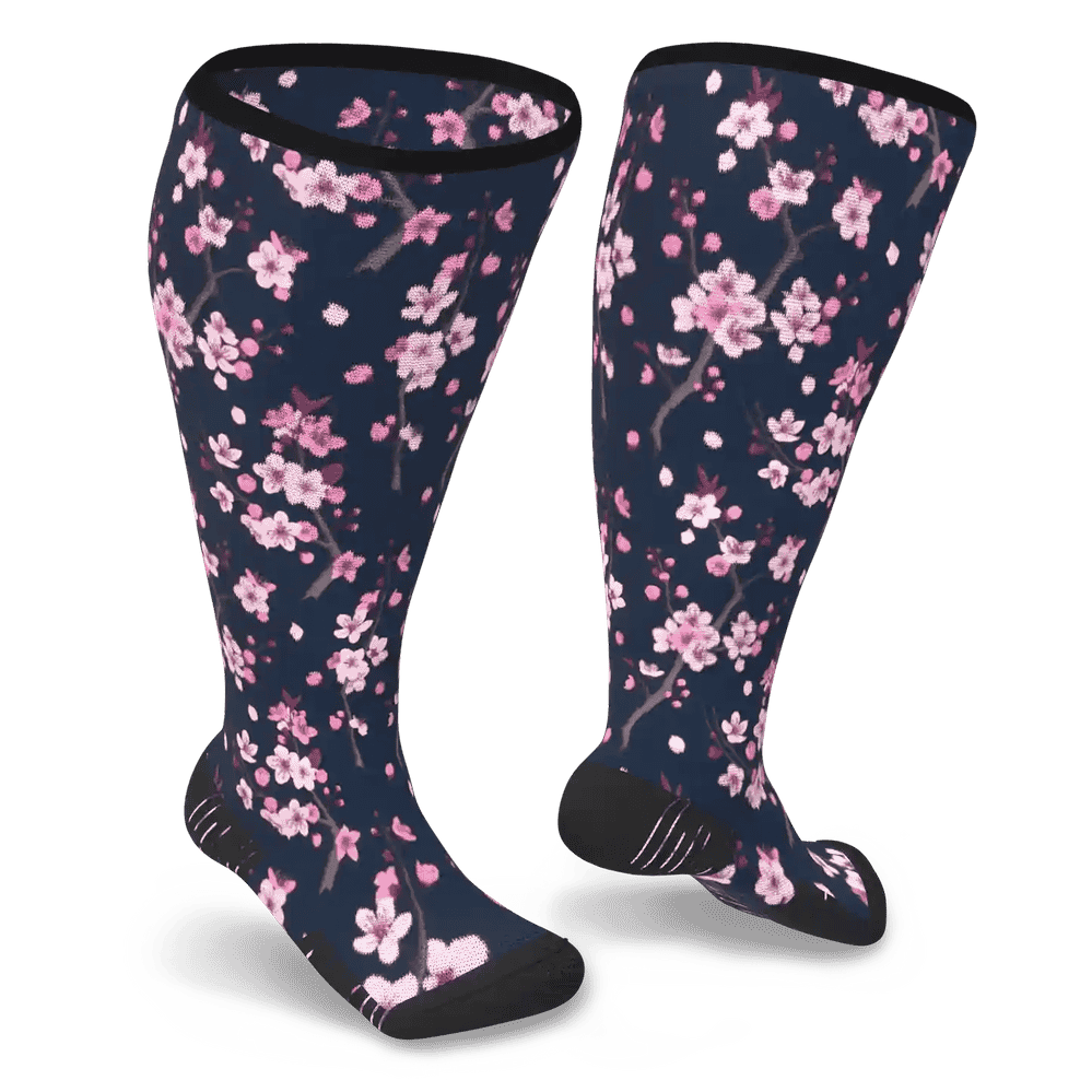 Pink floral socks for diabetics
