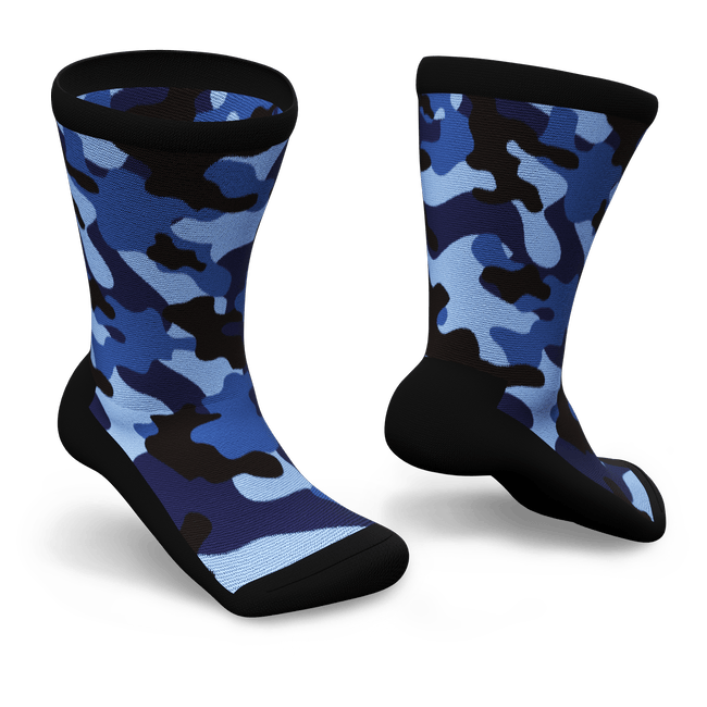 Blue camo non-binding diabetic socks