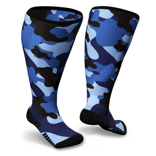 Blue camo compression socks