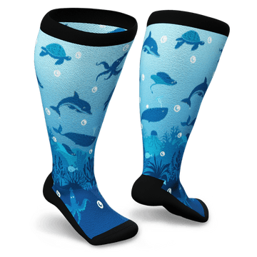 Deep sea knee-high fancy diabetic socks