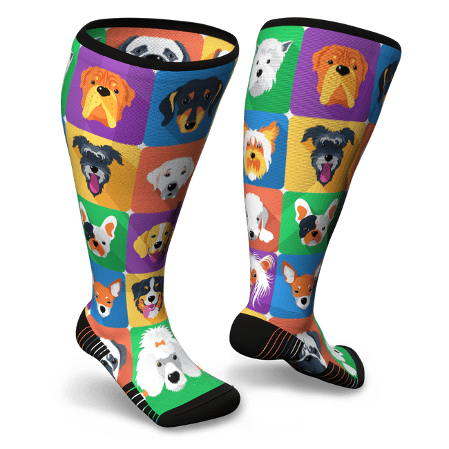 Dogs pattern colorful compression socks
