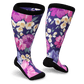 Floral diabetic knee-high socks