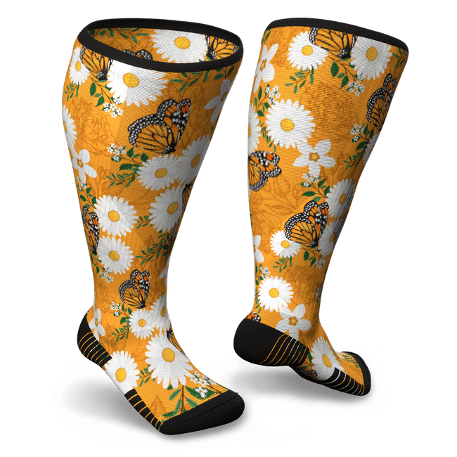 Monarch pattern compression socks