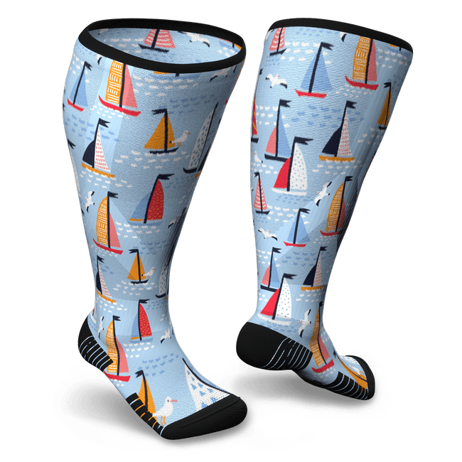 Sailboats patterned compression socks