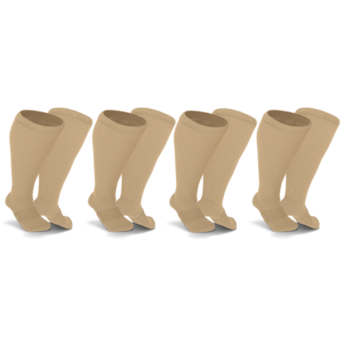Tan Non Binding Diabetic Thin Socks 4-Pack