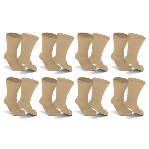 Tan Non Binding Diabetic Thin Socks 8-Pack