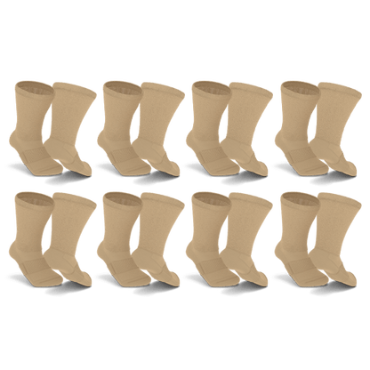 Tan Non Binding Diabetic Thin Socks 8-Pack