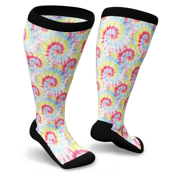 Knee-high tie dye socks