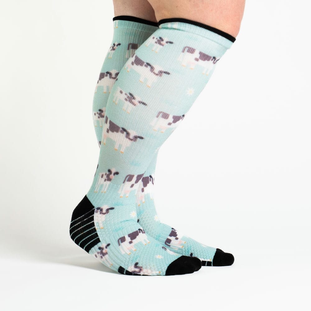 Diabetic cow print compression socks