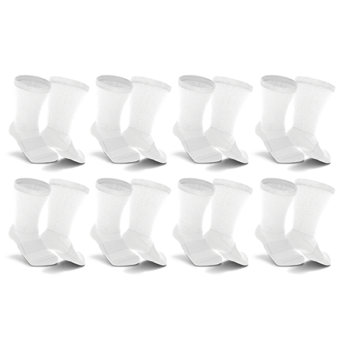 White Non-Binding Diabetic Thin Socks 8-Pack