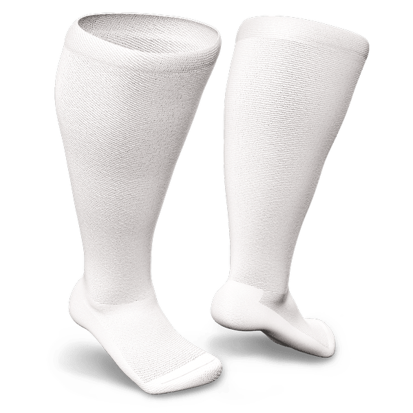 Knee-high white socks for diabetes