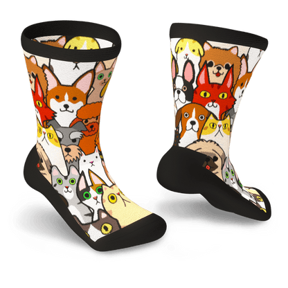Cat & dog print diabetic socks