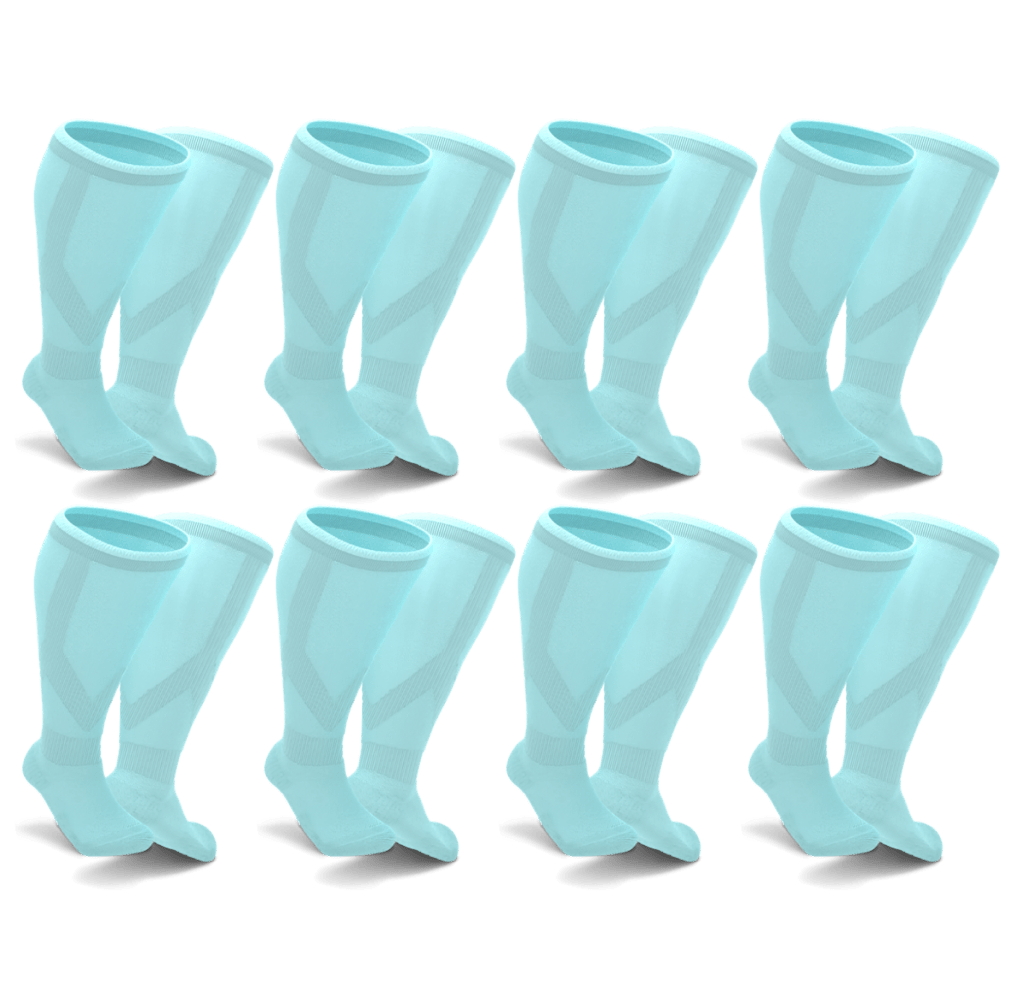 8 pairs light blue support socks