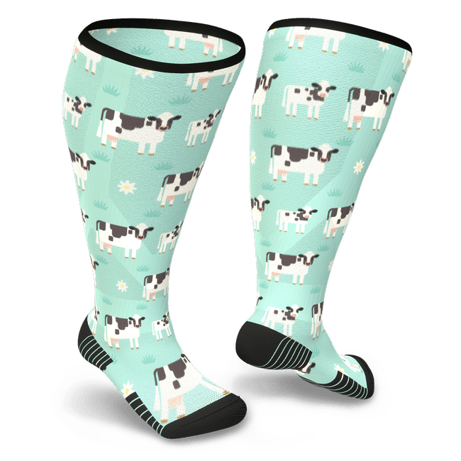 Cow print compression socks